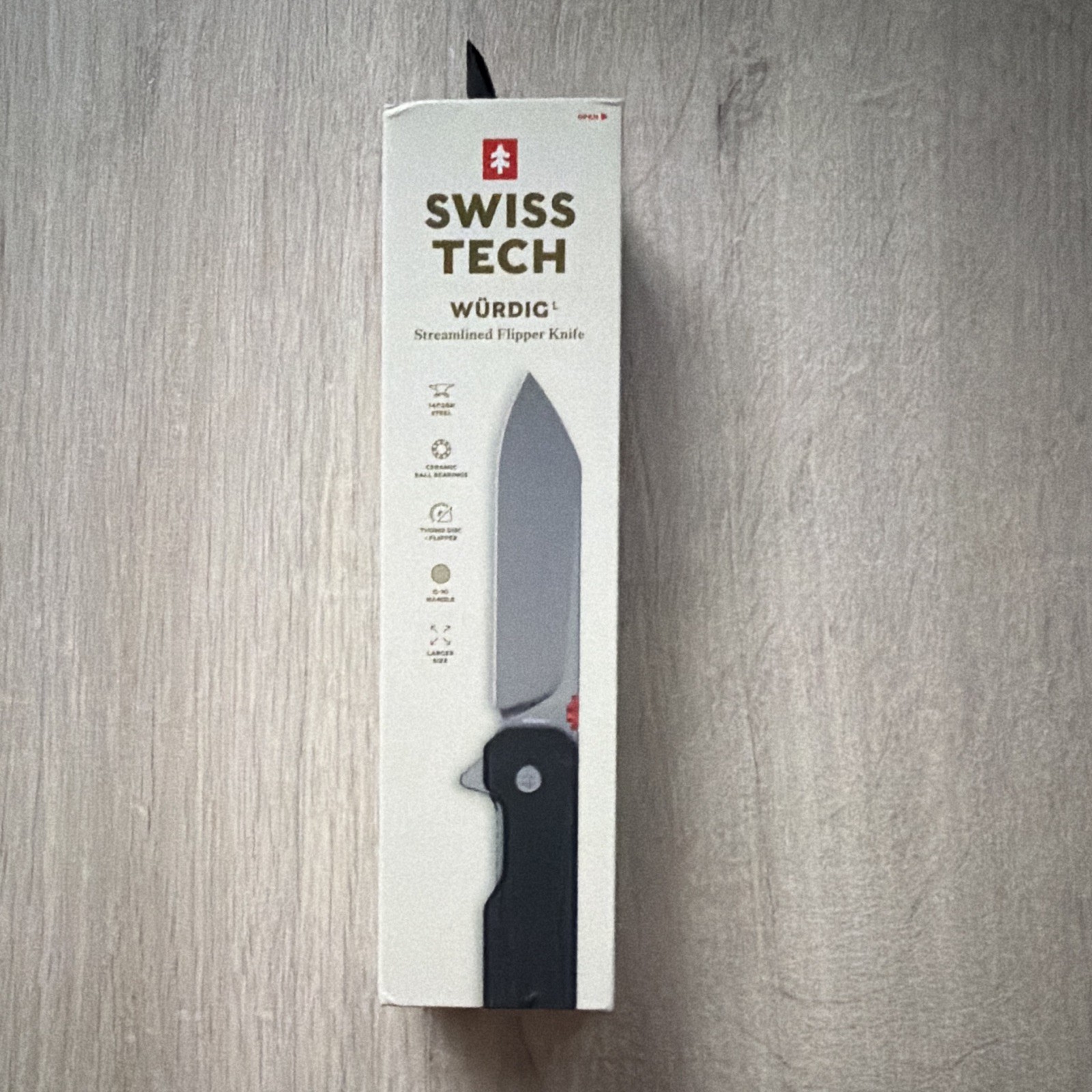 SWISS+TECH Würdig Pocketknife 14C28N Blade Black G-10 Drop Point Liner Clip