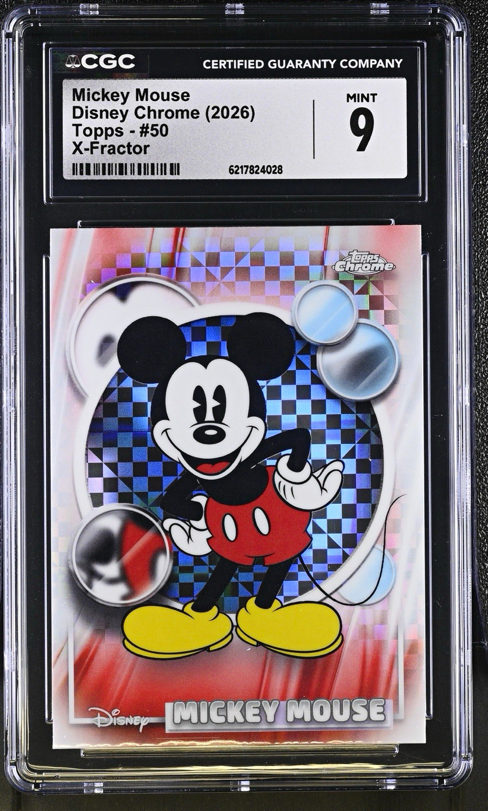 Topps 2026 Disney Chrome Mickey Mouse #50 X-Fractor CGC 9