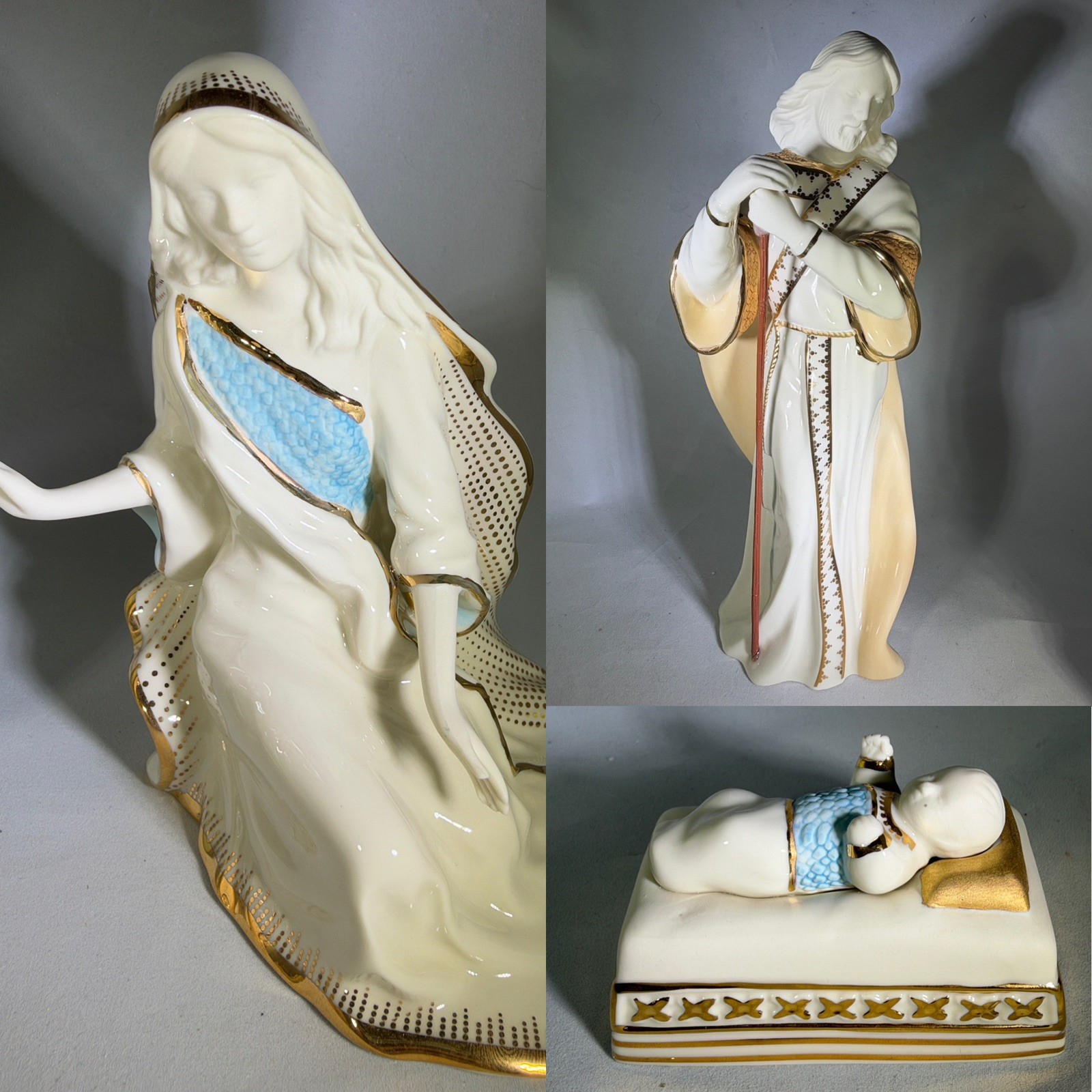 Lenox First Blessing Nativity Holy Family 3 Pc Set Mary Joseph Baby Jesus Box