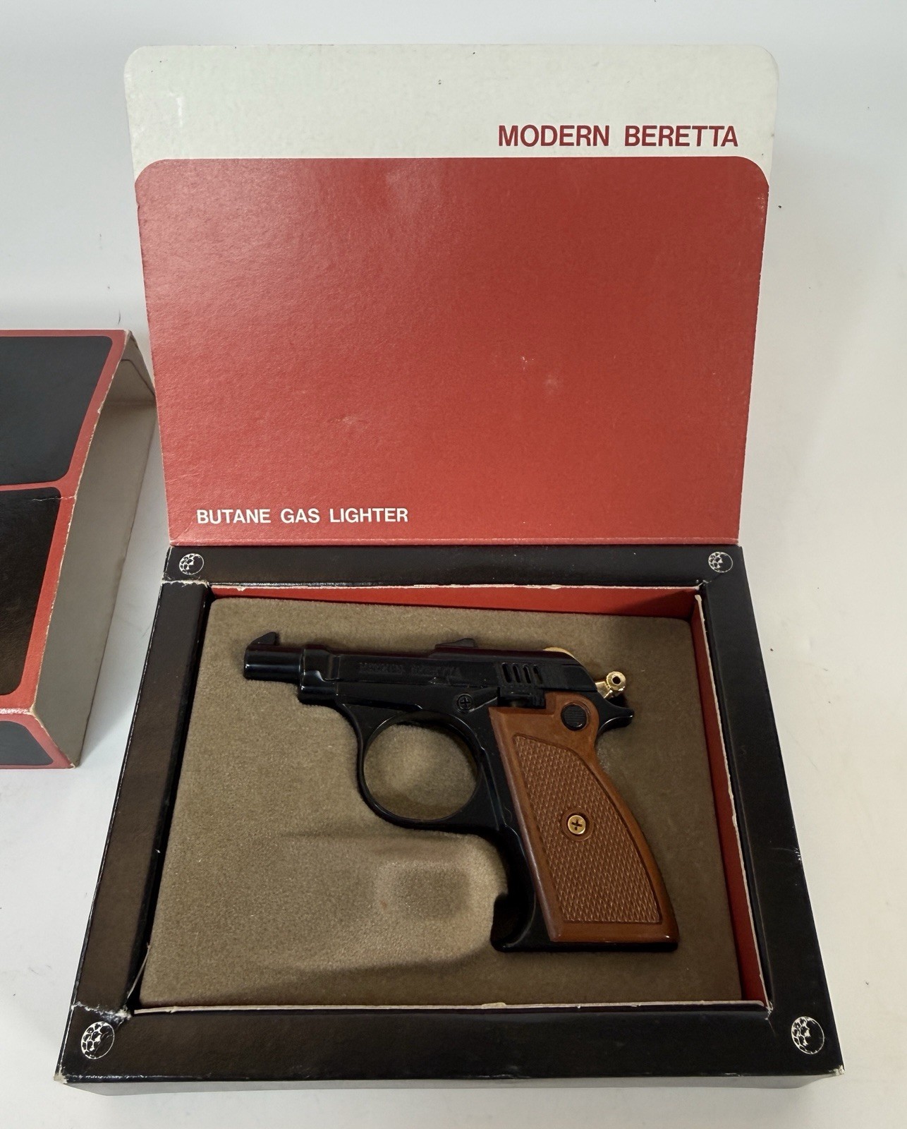 Vintage Beretta Pistol Butane Gas Lighter Made In Japan Miniature Boxed Unused