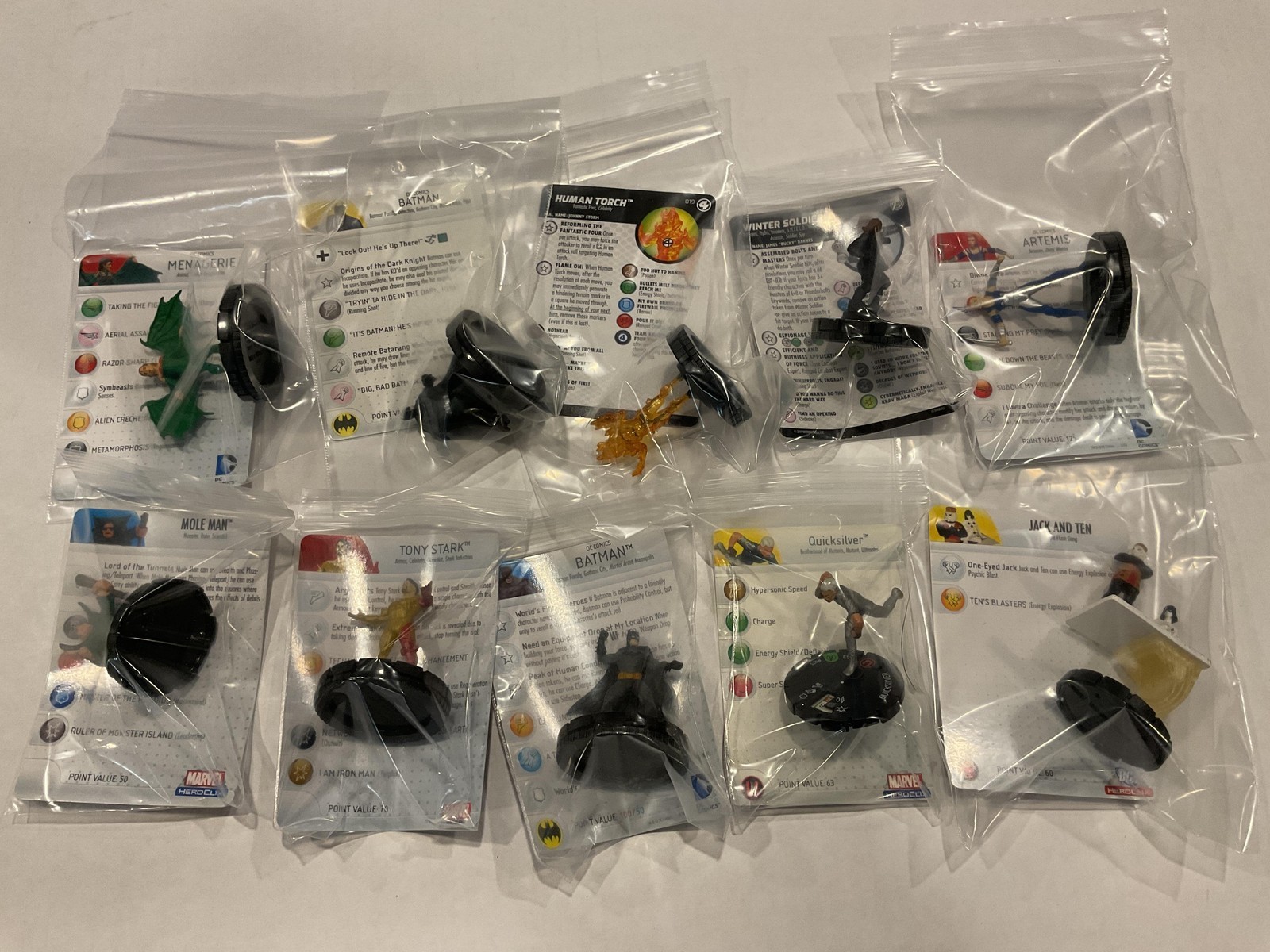 HeroClix Marvel DC Painted Miniatures Lot 10 Batman Human Torch Lex Luthor Bulk