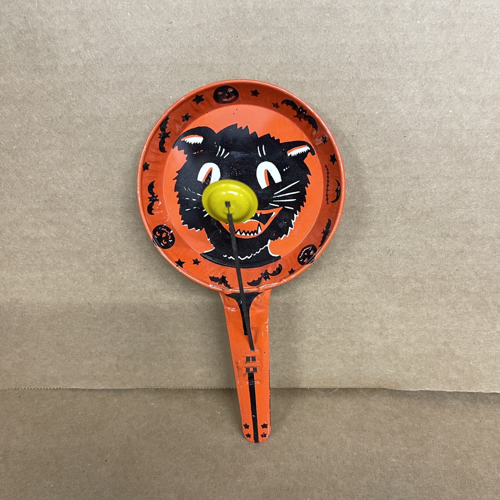 Vintage 1950s Halloween Tin Litho Clapper Noisemaker Life Of The Party