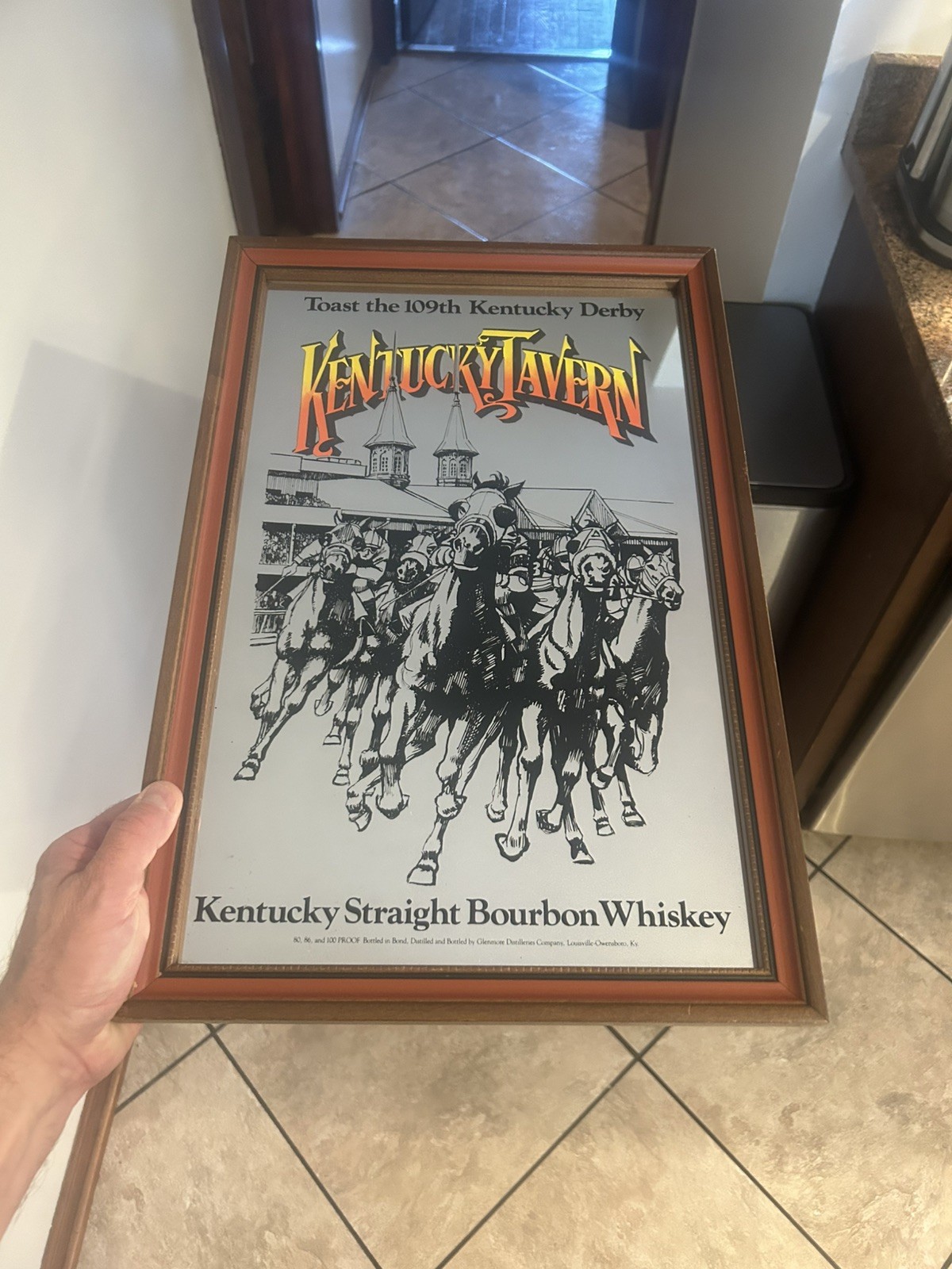Vintage 1983 109th Derby Horse Race Kentucky Tavern Whiskey Mirror Bar Decor