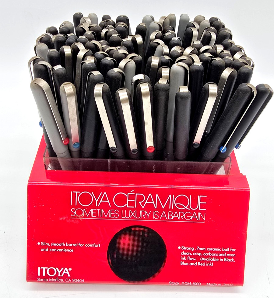 Vintage ITOYA Ceramique Ball Point Pens Retail Store Display w/Pens