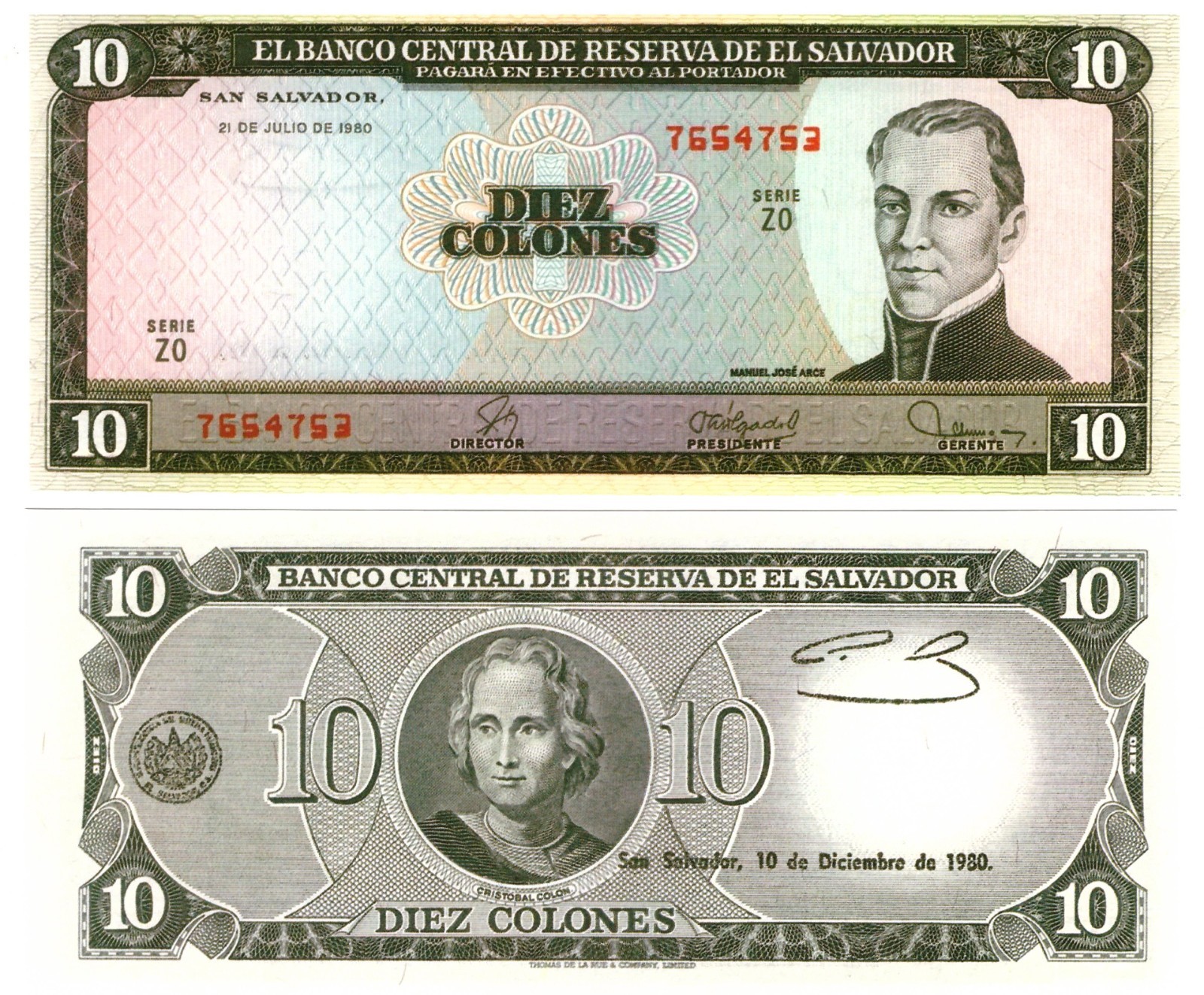 u Reproduction Note El Salvador 10 Colones 1980 Pick #129   5564R