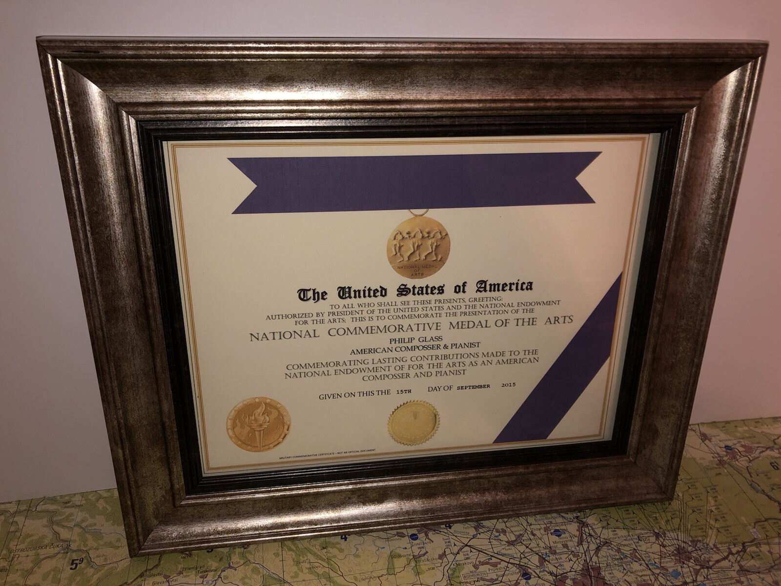 NATIONAL MEDAL OF THE ARTS / COMMEMORATIVE AWARD CERTIFICATE ~ Type-1