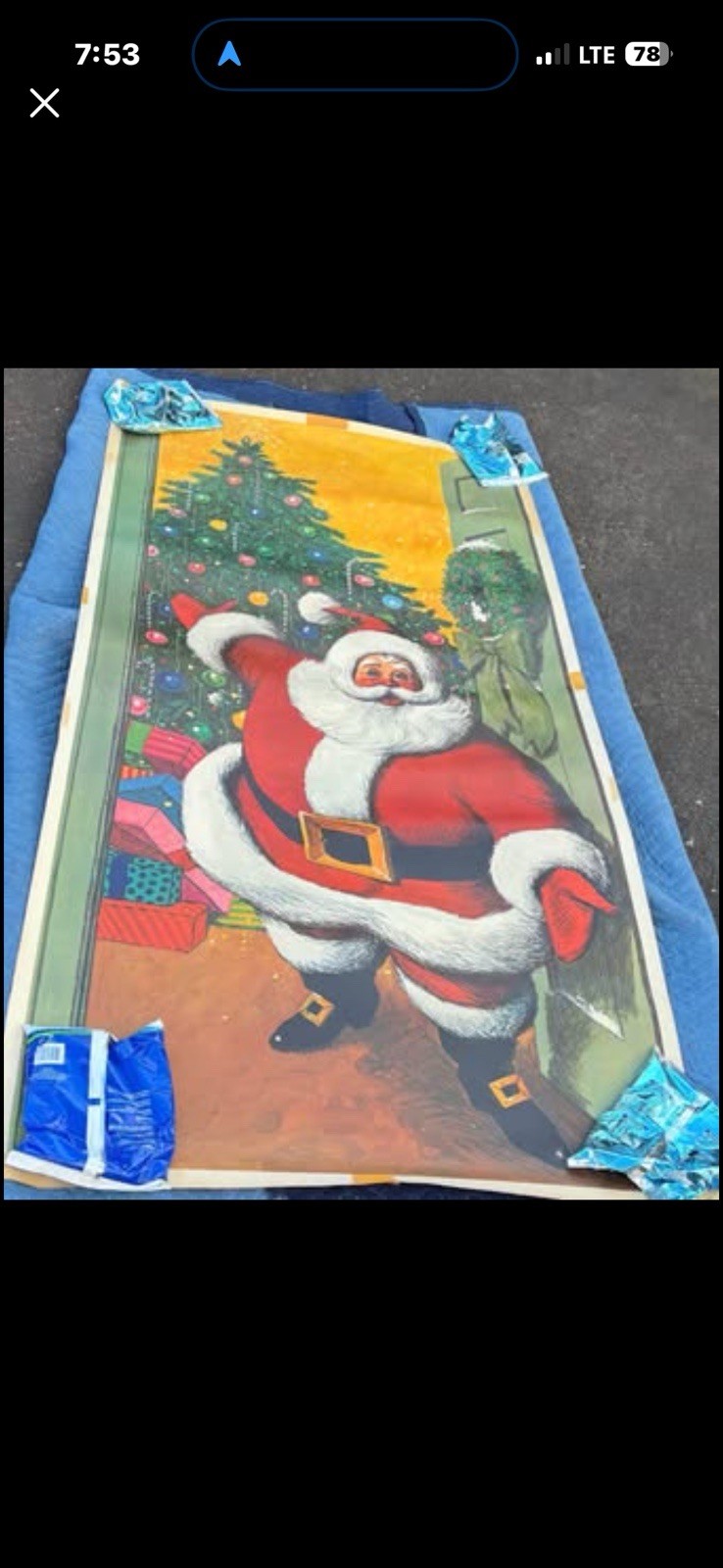 Vintage 1950s 1960s Philipp Sales Inc Santa Claus door poster 3’ x 6’ Christmas