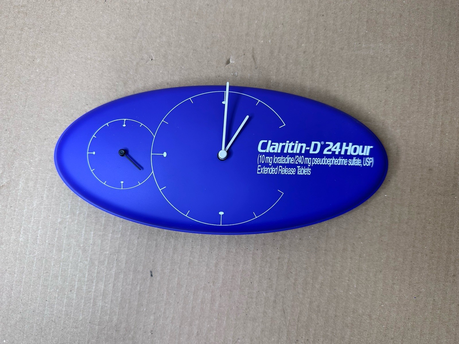 Vintage Claritin Wall Clock Pharmacy Pharmaceutical Advertising Promo Blue