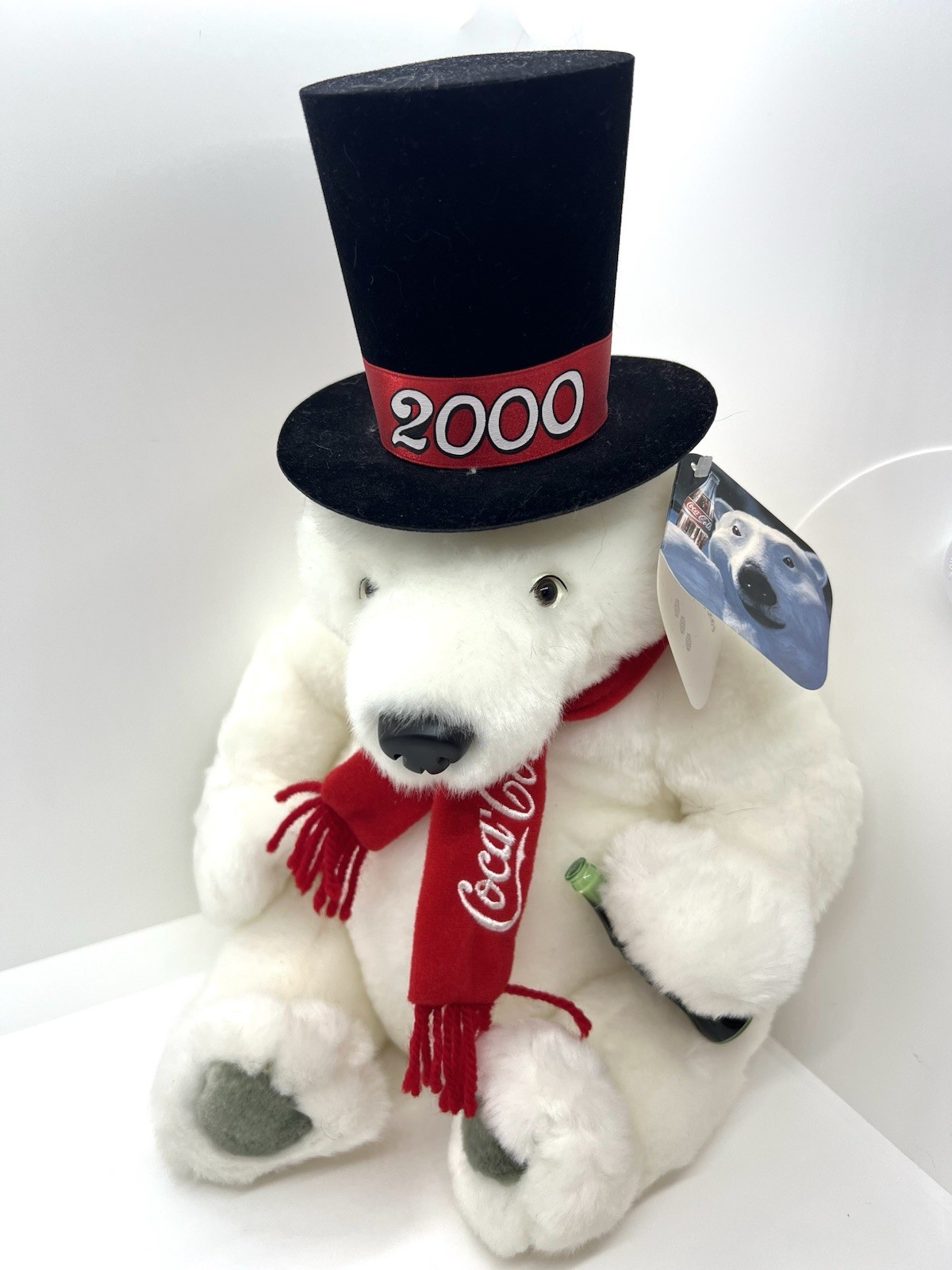 Coca Cola Polar Bear Plush stuffed 2000 Top Hat 14 inch with Tags.  MINT 🚨