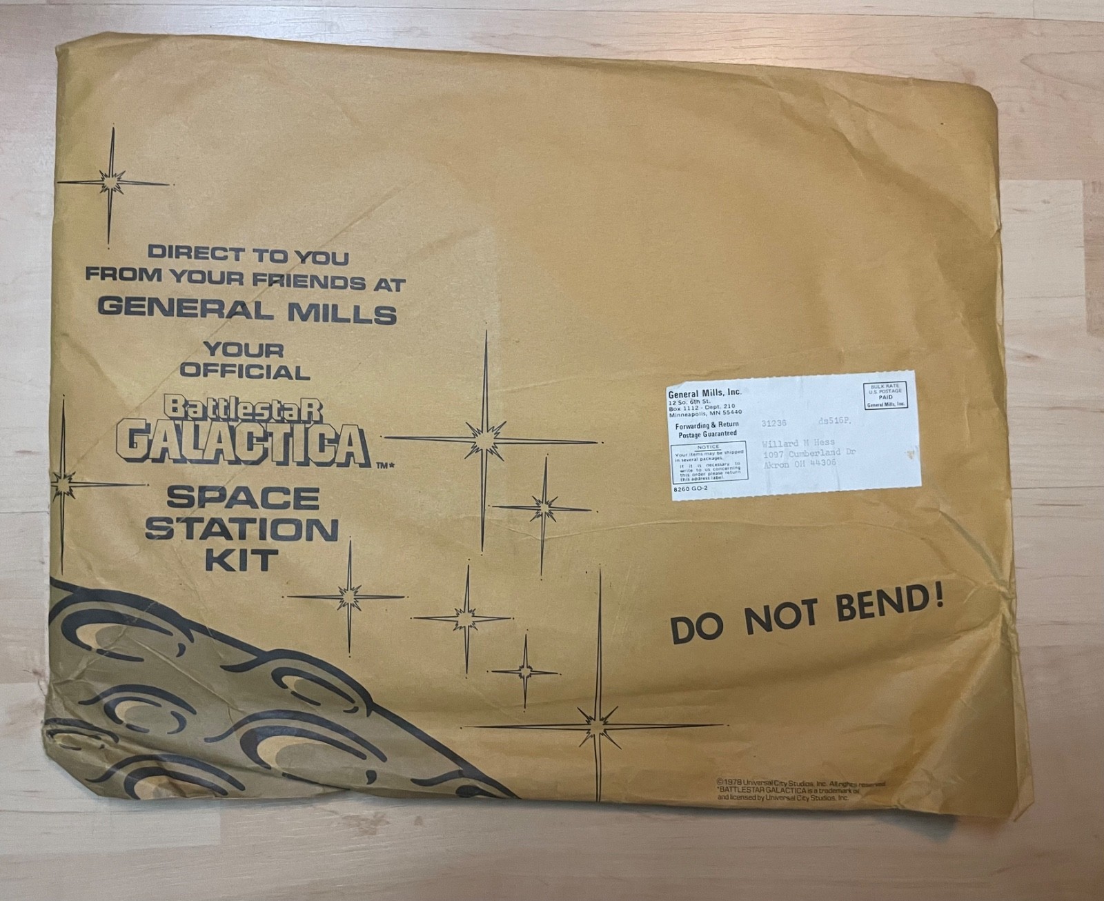 Vintage 1978 Battlestar Galactica Mail In Space Station Kit General Mills