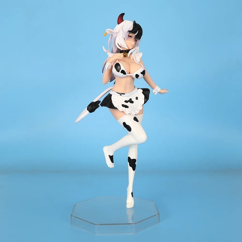 25cm Black Cow Maid Anime Girl Figure Collectible Statue Desktop Model New Gift