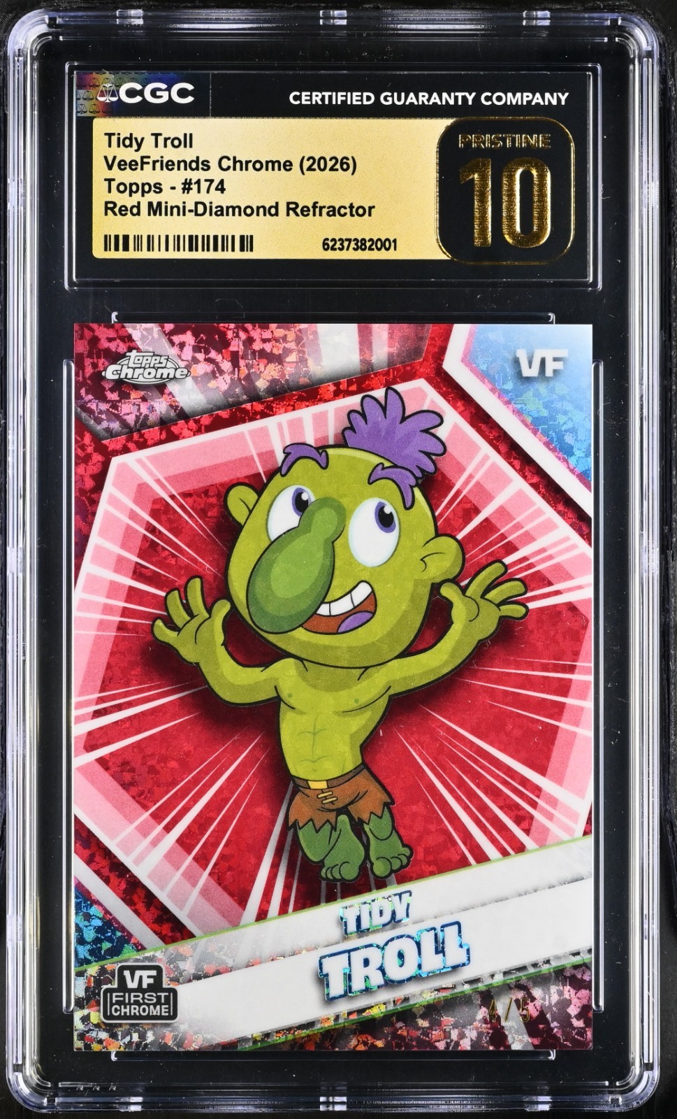 2026 Topps Chrome VeeFriends #174 Tidy Troll Red Mini Diamond Refractor /5 POP 1