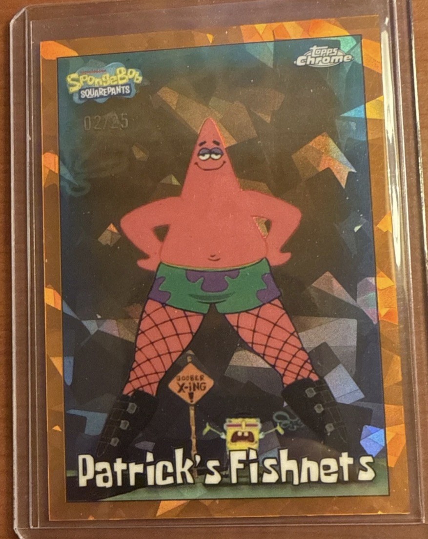 2025 Topps Chrome SpongeBob SquarePants Patrick's Fishnets /25 Orange refractor