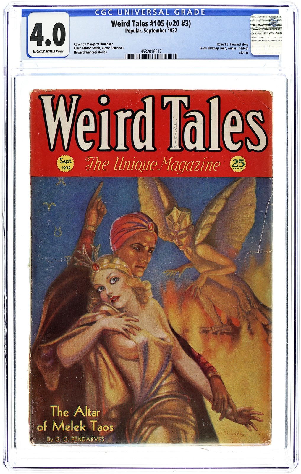 Weird Tales Pulp 1st Series Sep 1932 Vol. 20 #3 CGC 4.0 4532016017