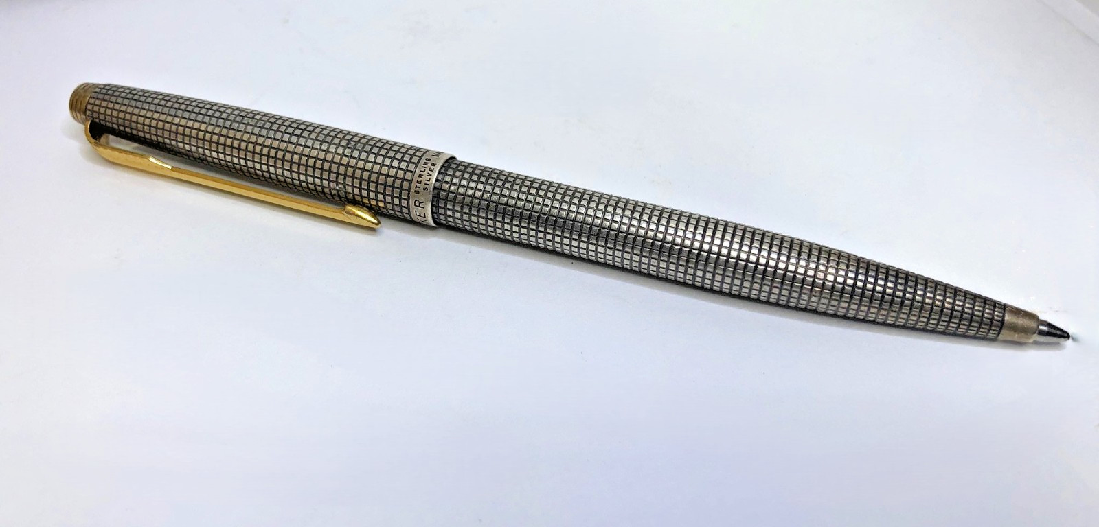 Vintage Parker Sterling Silver Click Ballpoint Pen USA with New Refill