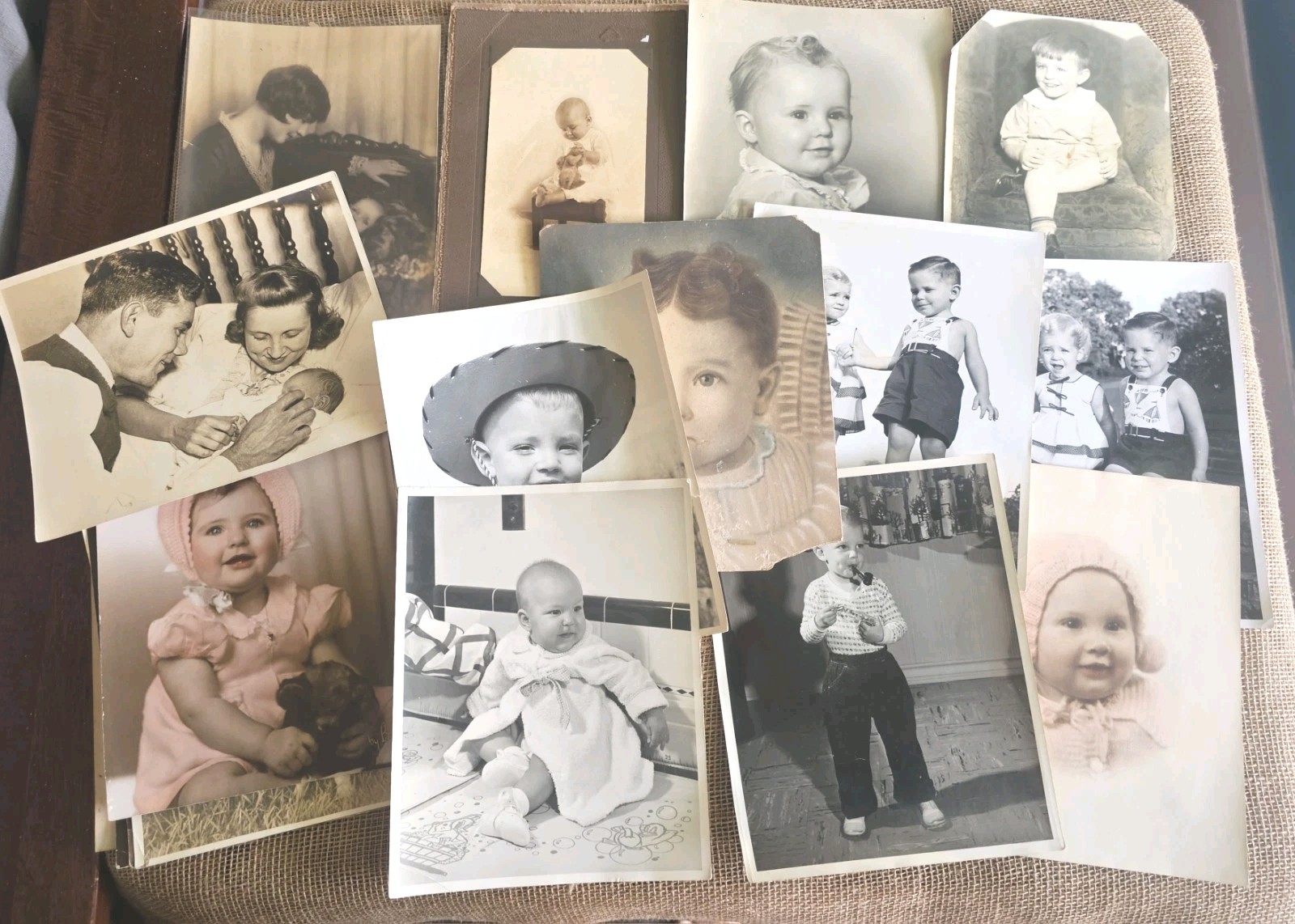 Lot Of 18 Vintage & Antique Photographs 8x10 Babies & Children 