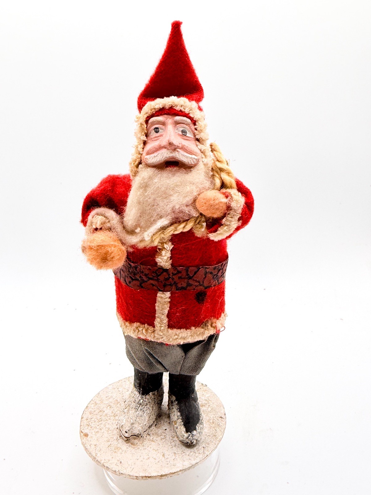 Antique 1930s Japan Santa Claus Clay Face Felt Belsnickle Christmas Figure 6\