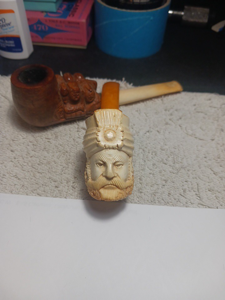 Vintage Antique Meerschaum Sultan Smoking Pipe + Another Vintage Pipe Lot Of (2)
