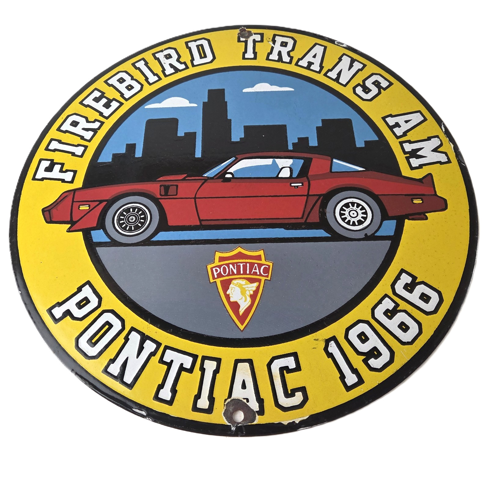 Vintage Pontiac Automobiles Sign - Firebird Trans Am Automobilia Porcelain Sign