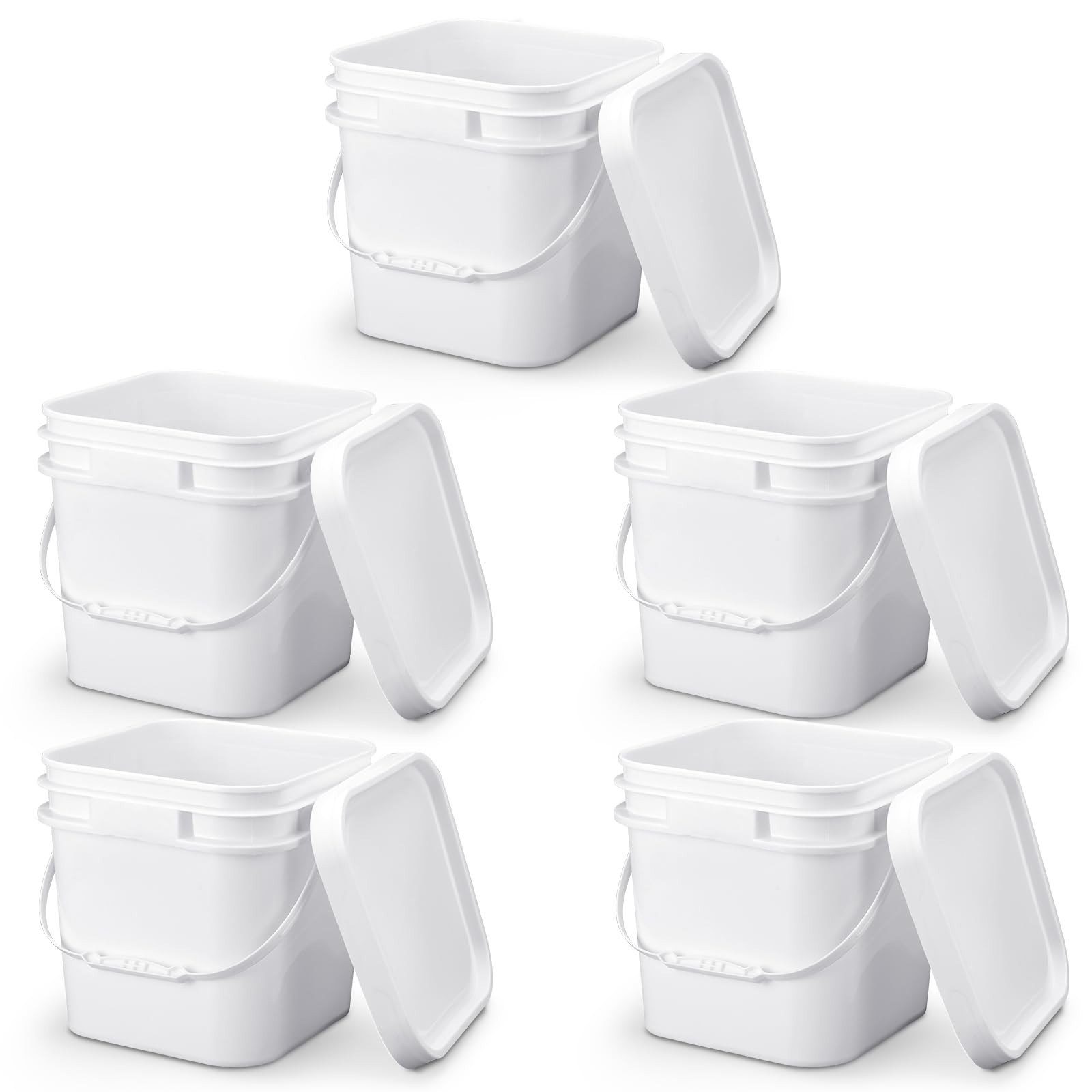 Suzile 2.2 Gallon White Food Grade Bucket with Lid Square Plastic Bucket 10L ... Suzile 2.2 Gallon White Food Grade Bucket with Lid Square Plastic Bucket 10L ...