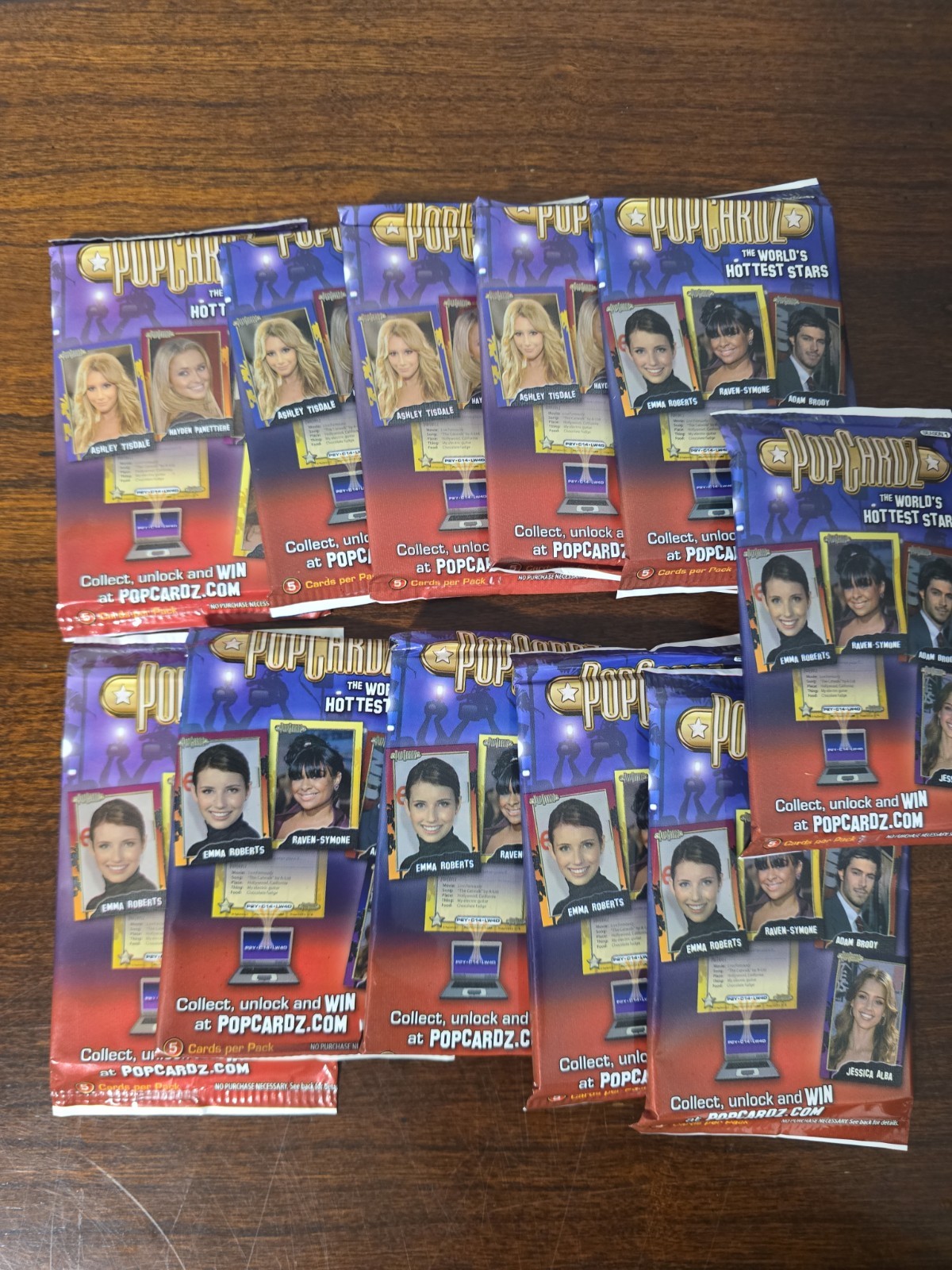 11 Sealed PopCardz The World's Hottest Stars Celebrity Trading Card Packs Lot