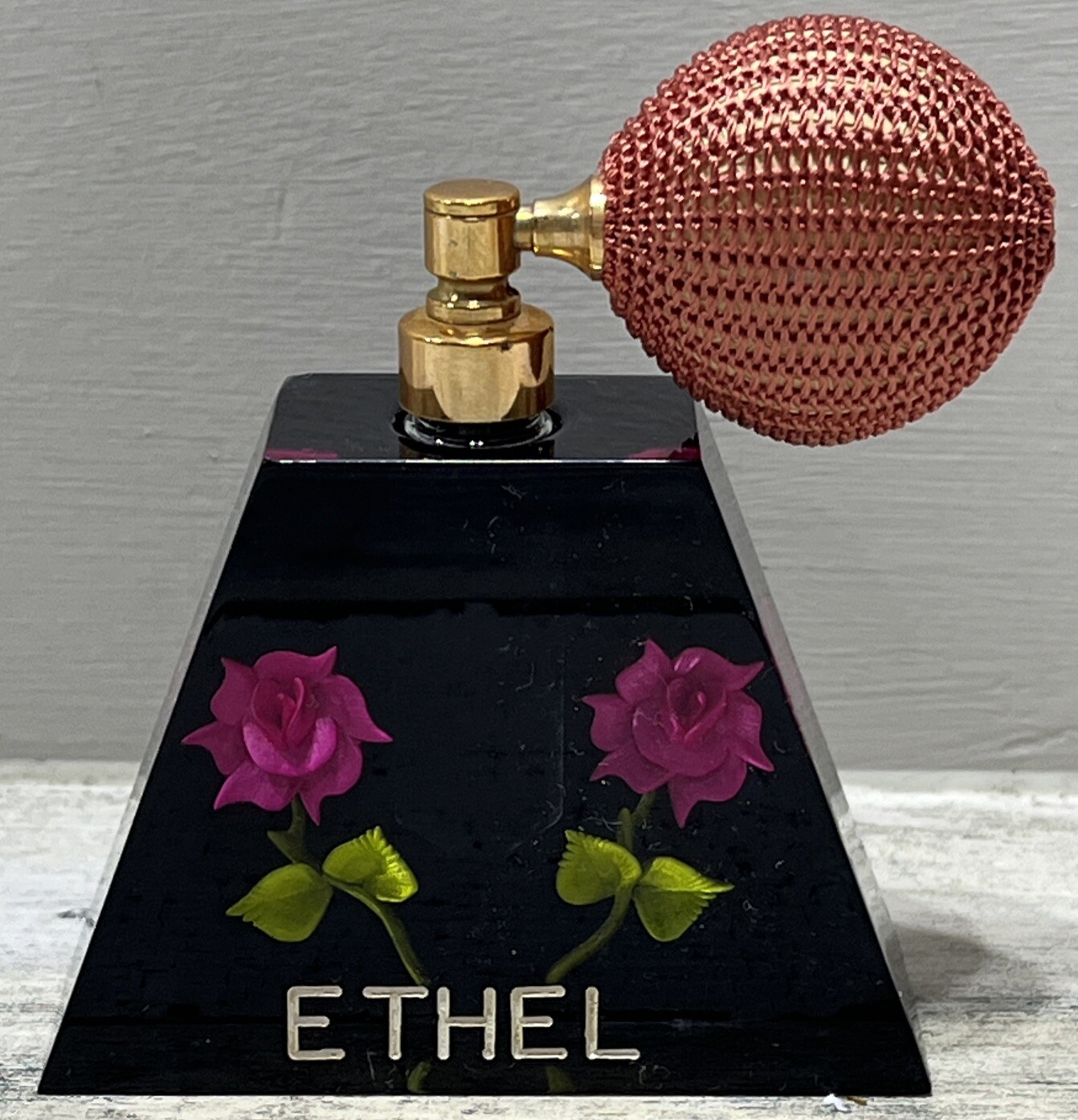 Vintage Ethel Double Rose Pyramid Shape Perfume Mister Beautiful