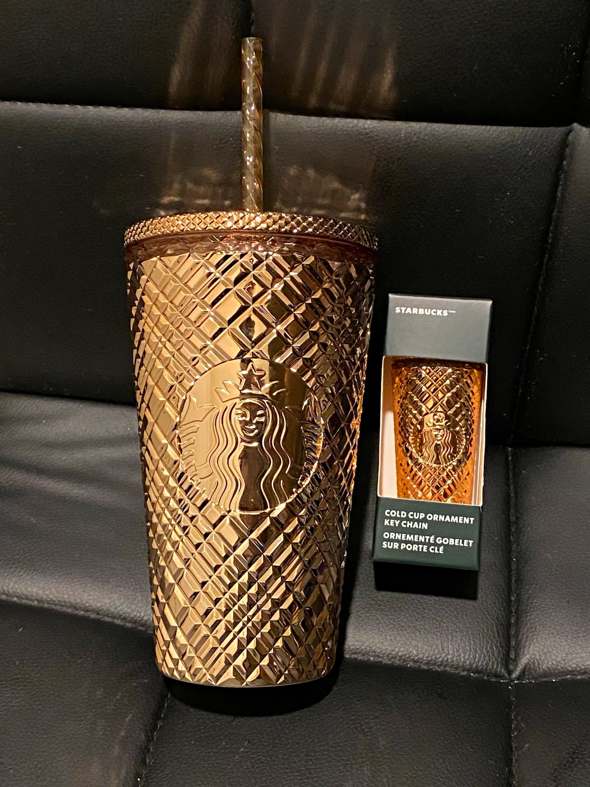 Starbucks 2021 Rose Gold Studded Tumbler 16oz & Matching Rose Gold Keychain BNWT