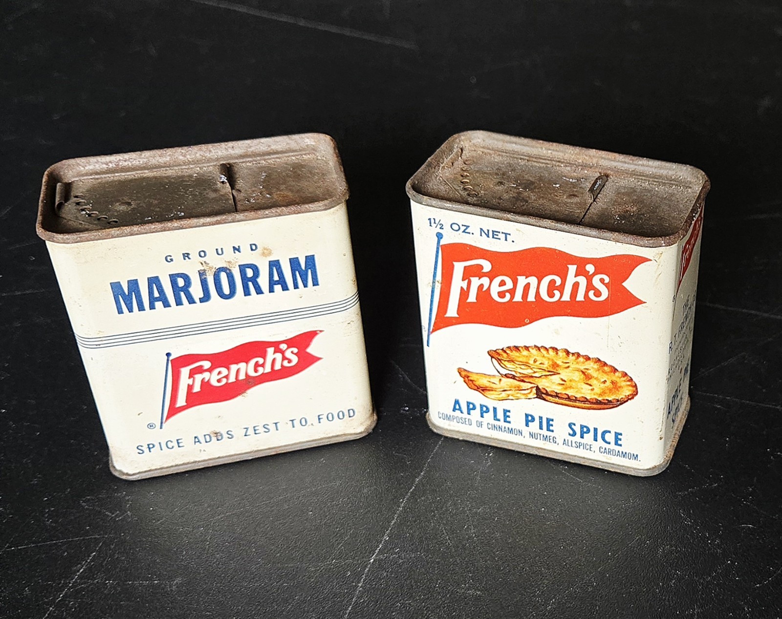 Vintage French\'s Apple Pie Spice & Marjoram Tins Rochester NY