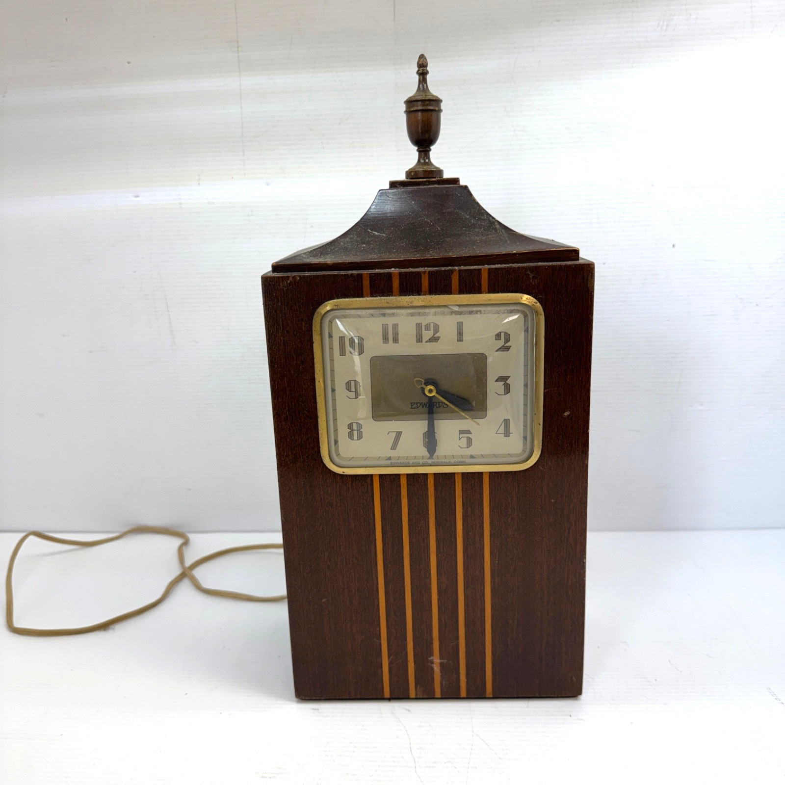 Vintage Edwards Electric Mantel Clock Art Deco Style Wood Case untested