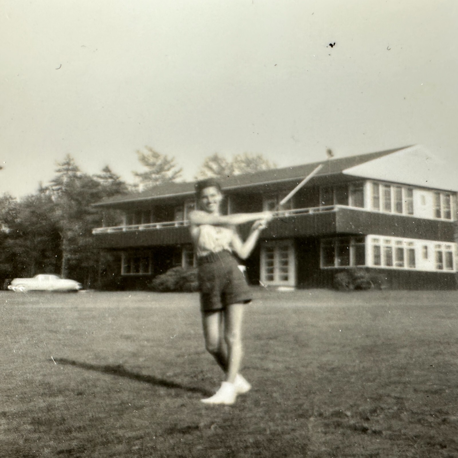 VTG Photo Snapshot 1960s Golfing Golf Club Pretty Girl MCM House Americana