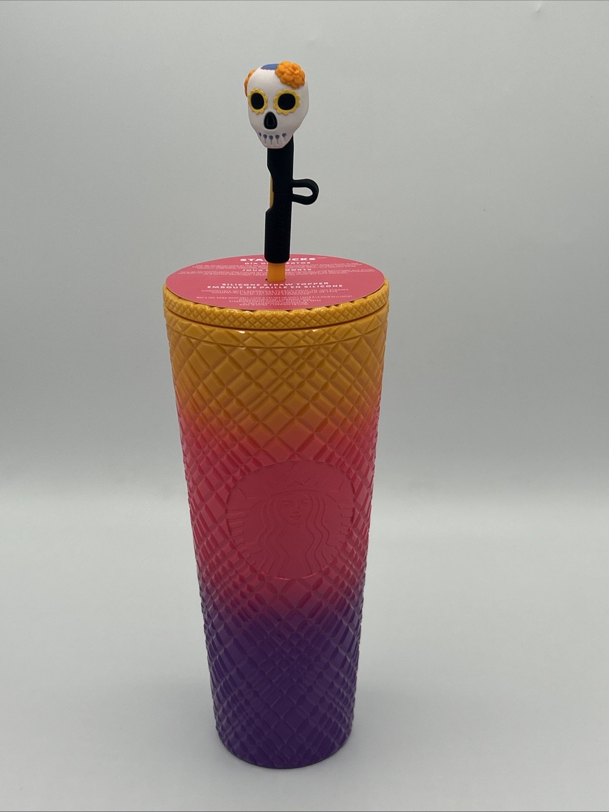 Starbucks 2024 Dia De Muertos Day Dead Ombre Skull Topper 24oz Tumbler Cold Cup