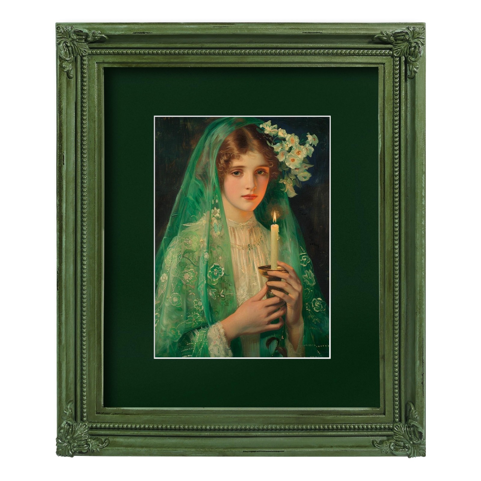 iAmoy 8x10 Picture Frame Matted to 5x7 Vintage Rustic Distressed Green
