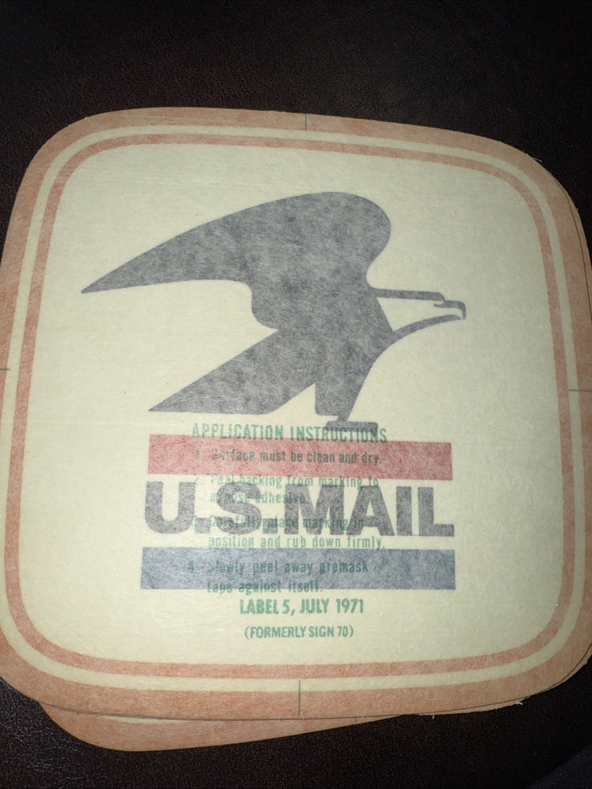 1971 U.S. Mail Sticker 8x8” USPS