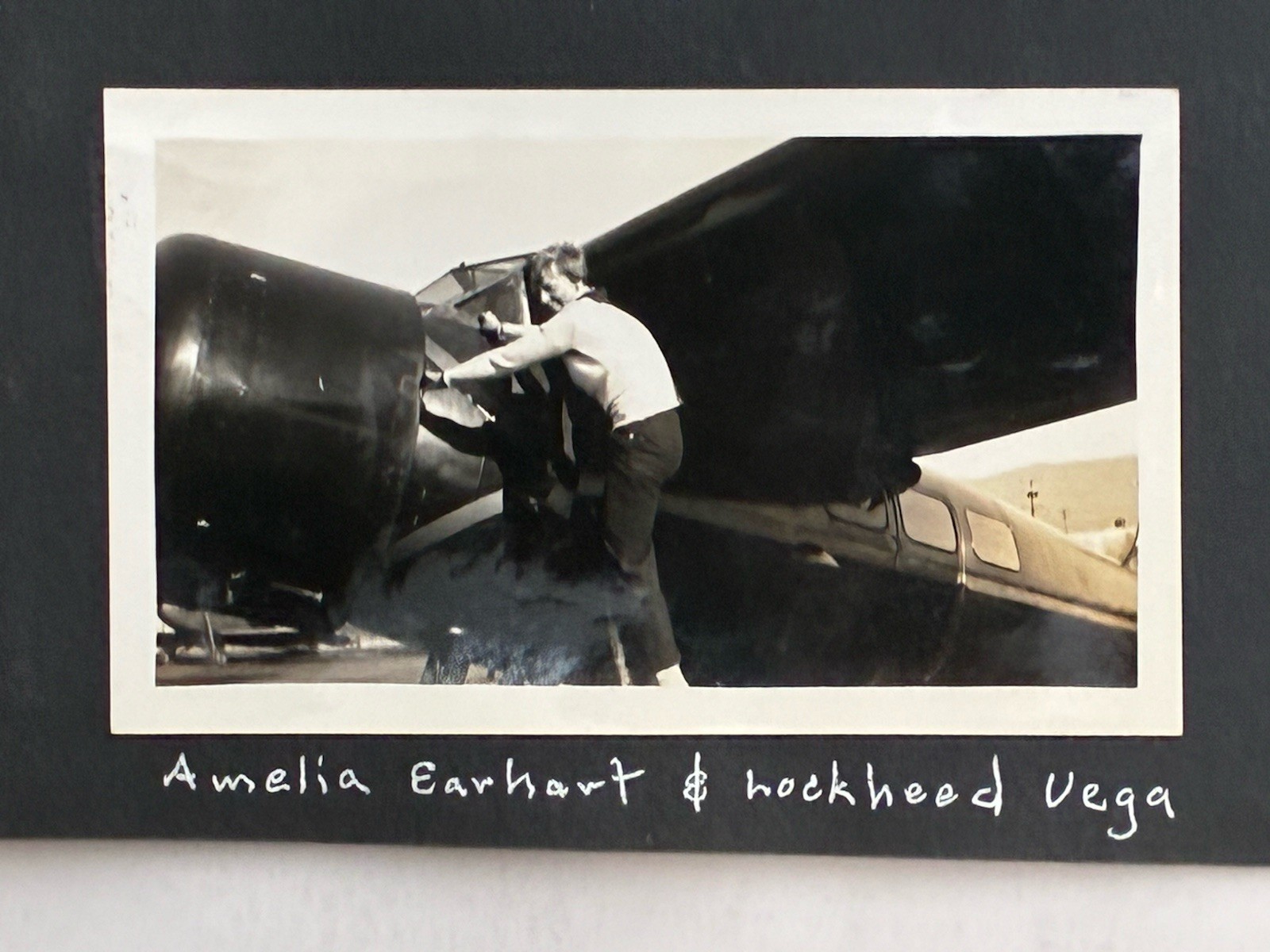 Amelia Earhart Original Photo Lockheed Vega Vintage Album Page 1930s Goleta Waco
