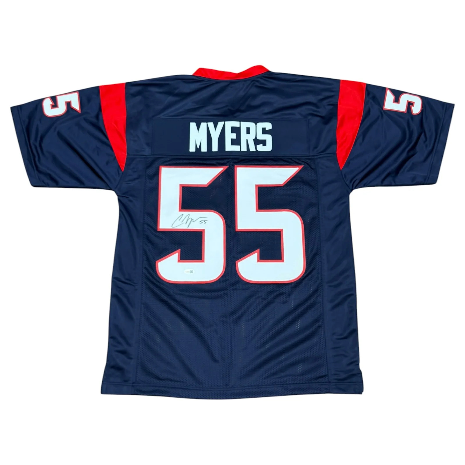 Chris Myers Autographed Houston (Navy #55) Custom Stitched Jersey - JSA