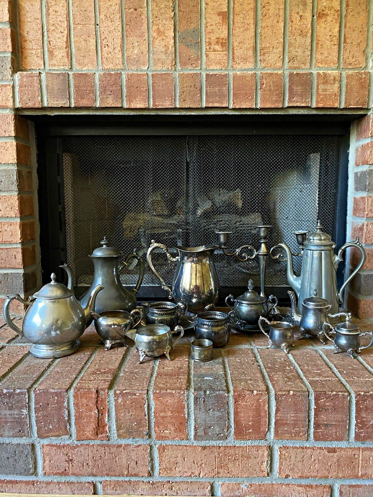 Pewter & Silver Plate Tea Set Serving Pieces (16 PCS) Mixed Lot Antique Vintage