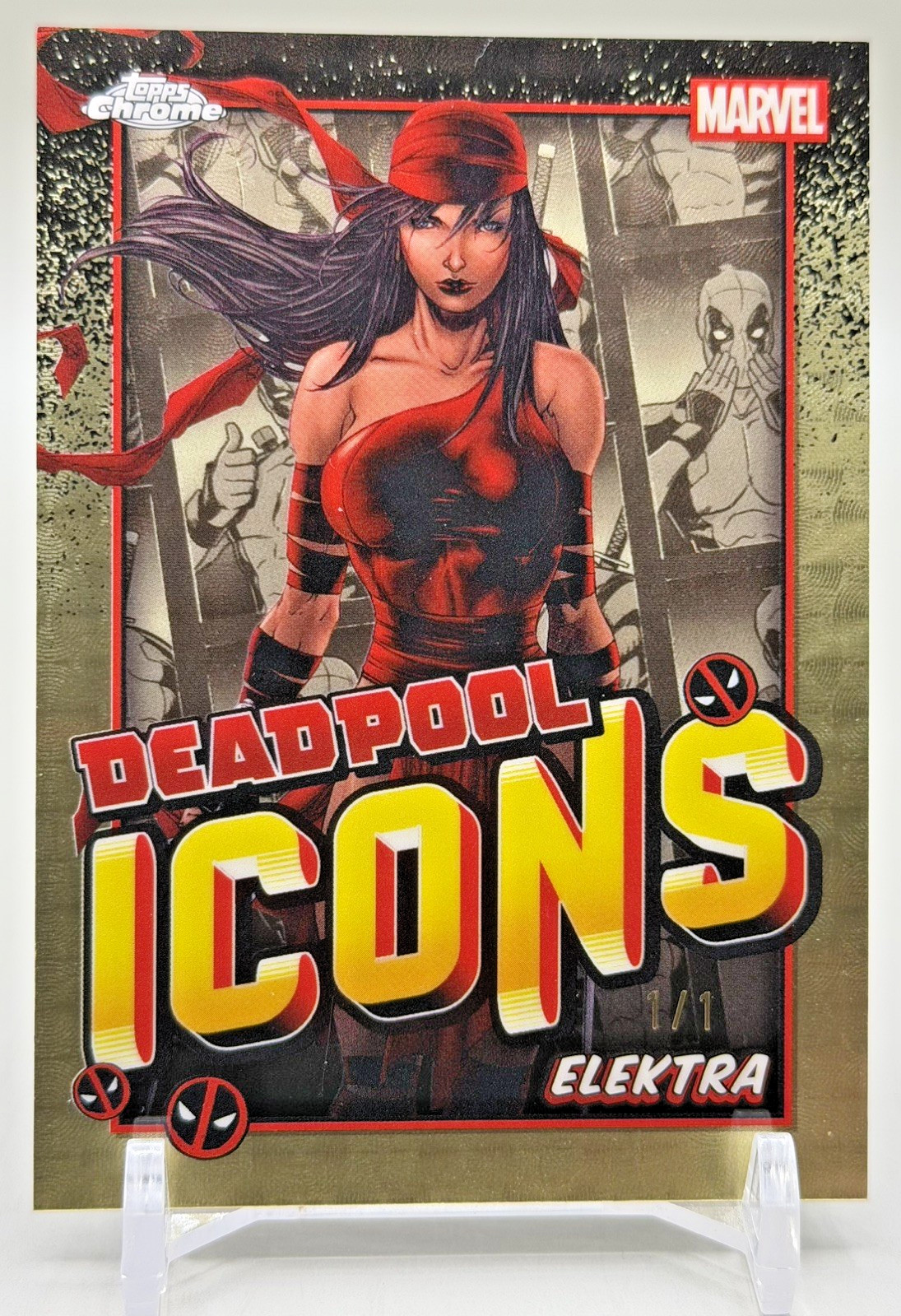 2025 Topps Chrome Marvel #DI-7 Elektra Deadpool Icons SuperFractor 1/1