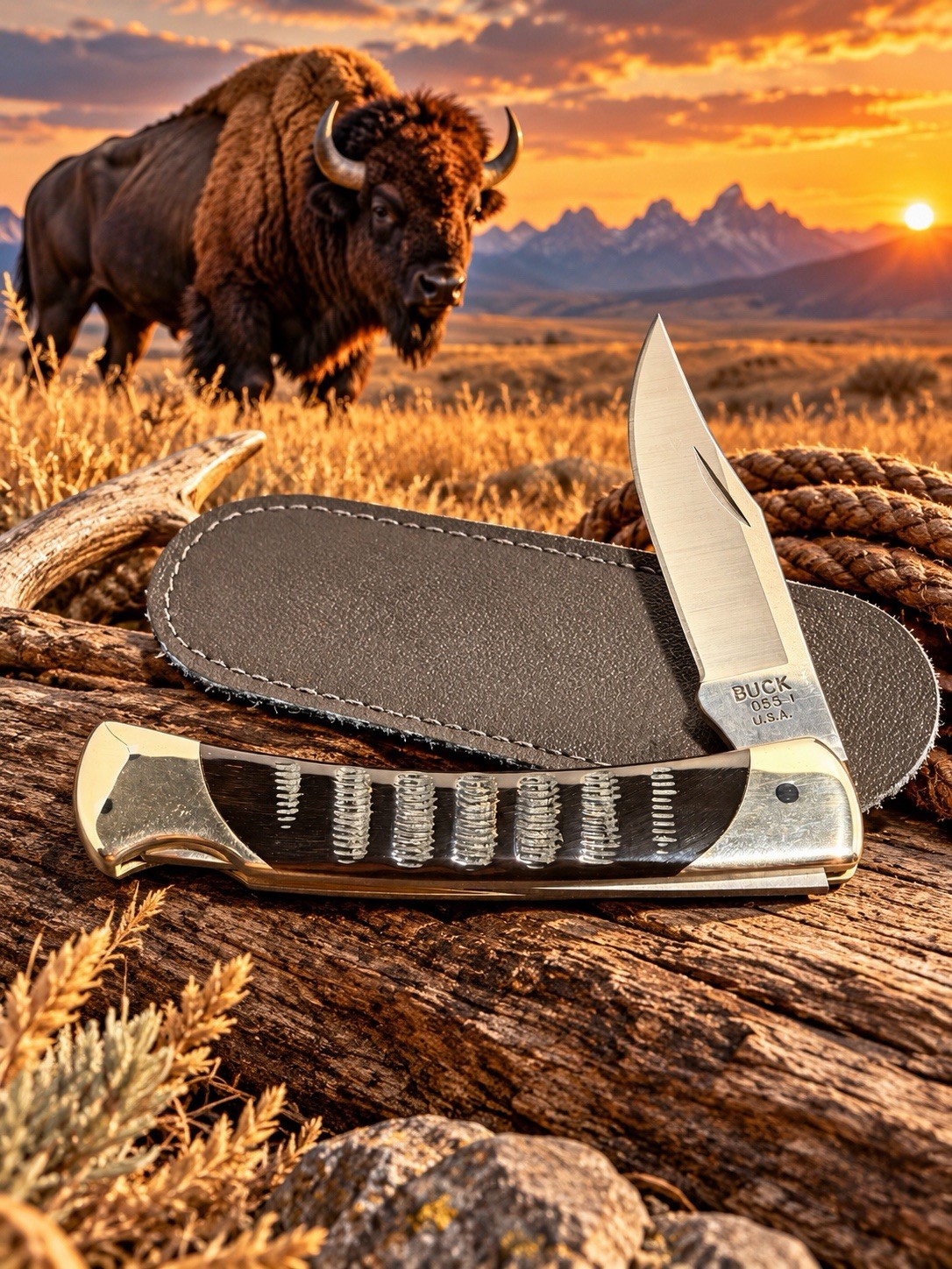 Buck Knives USA The 55 Custom Buffalo Horn Scales Limited Edition W/ Box 2008