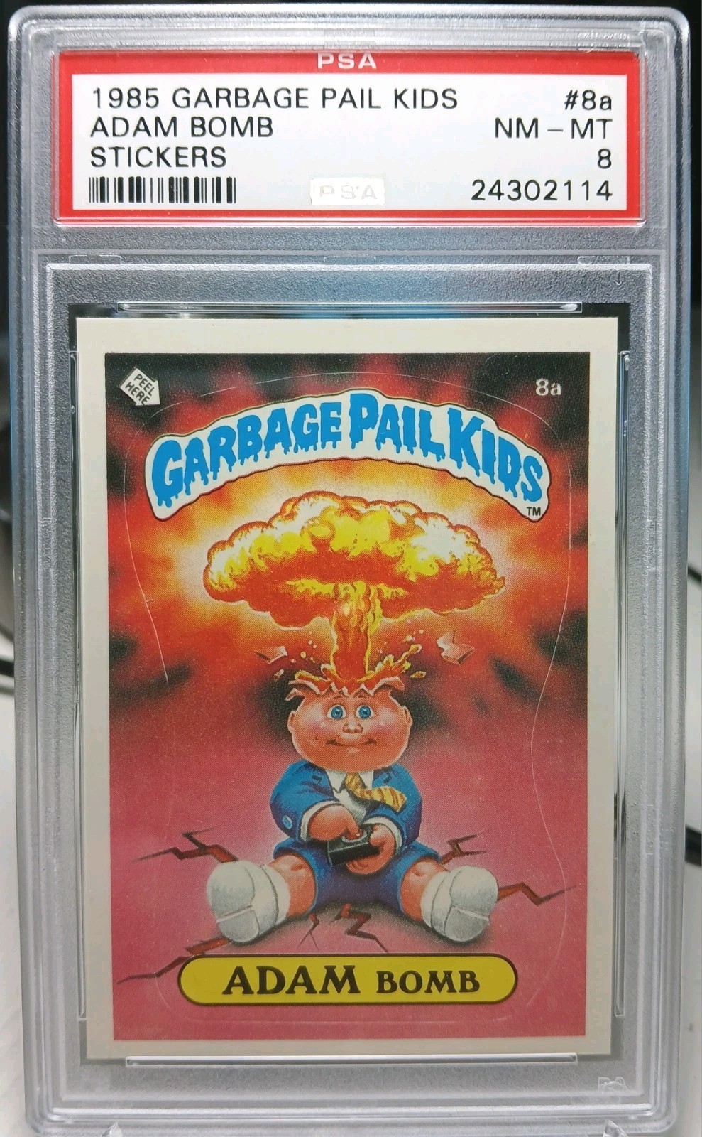 1985 Garbage Pail Kids Original Series 1 #8a Adam Bomb Award Back PSA NM-MT 8