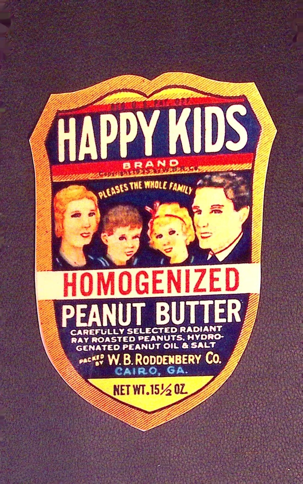Happy Kids Peanut Butter Label W.B. Roddenbery Co. Cairo GA 1930s-50s Original