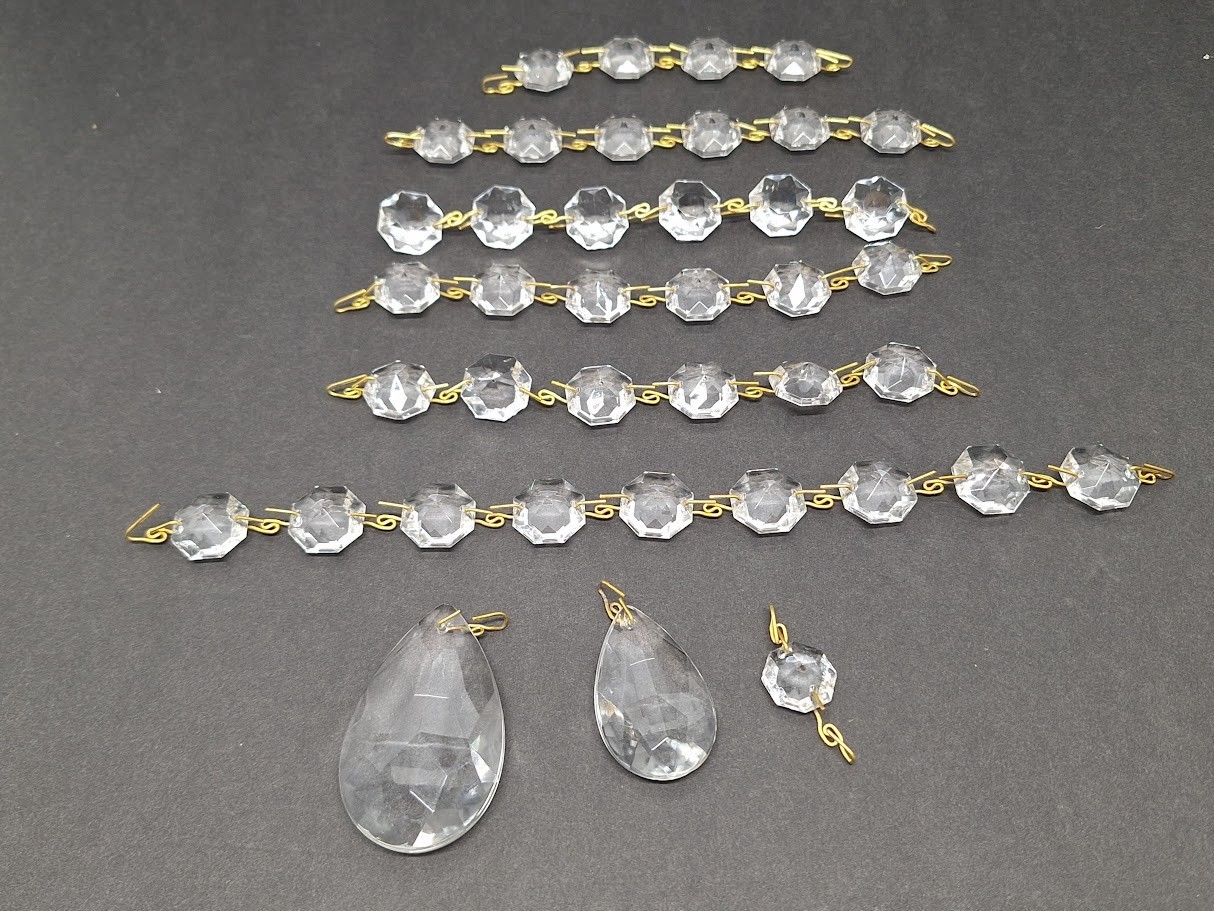 Set 40 Crystal Octagonal Double Bevel Jewels-Prisms.