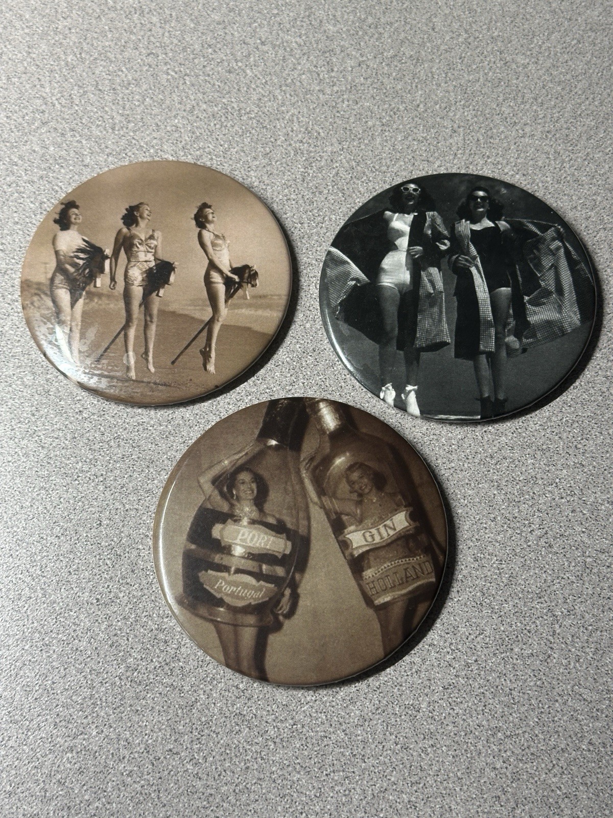 Set of 3 Vintage Large Unique Happy Joyful  Women Magnets Custom Made 3”