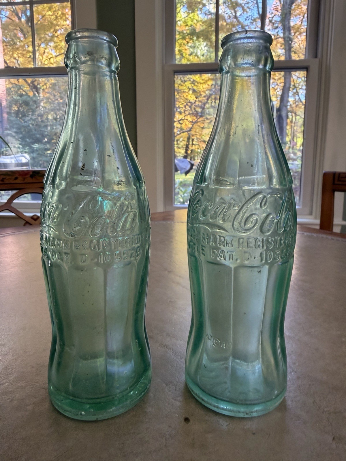 2 Vintage 6 ox Coca Cola bottles **SMALL TOWN SAGAMORE Mass & New Bedford Mass 