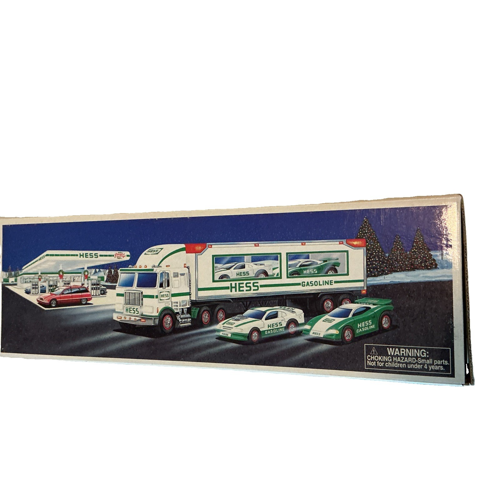 Hess 1997 Toy Truck & Racers Set in Box Gas & Oil Theme White/Green NIB 🔥