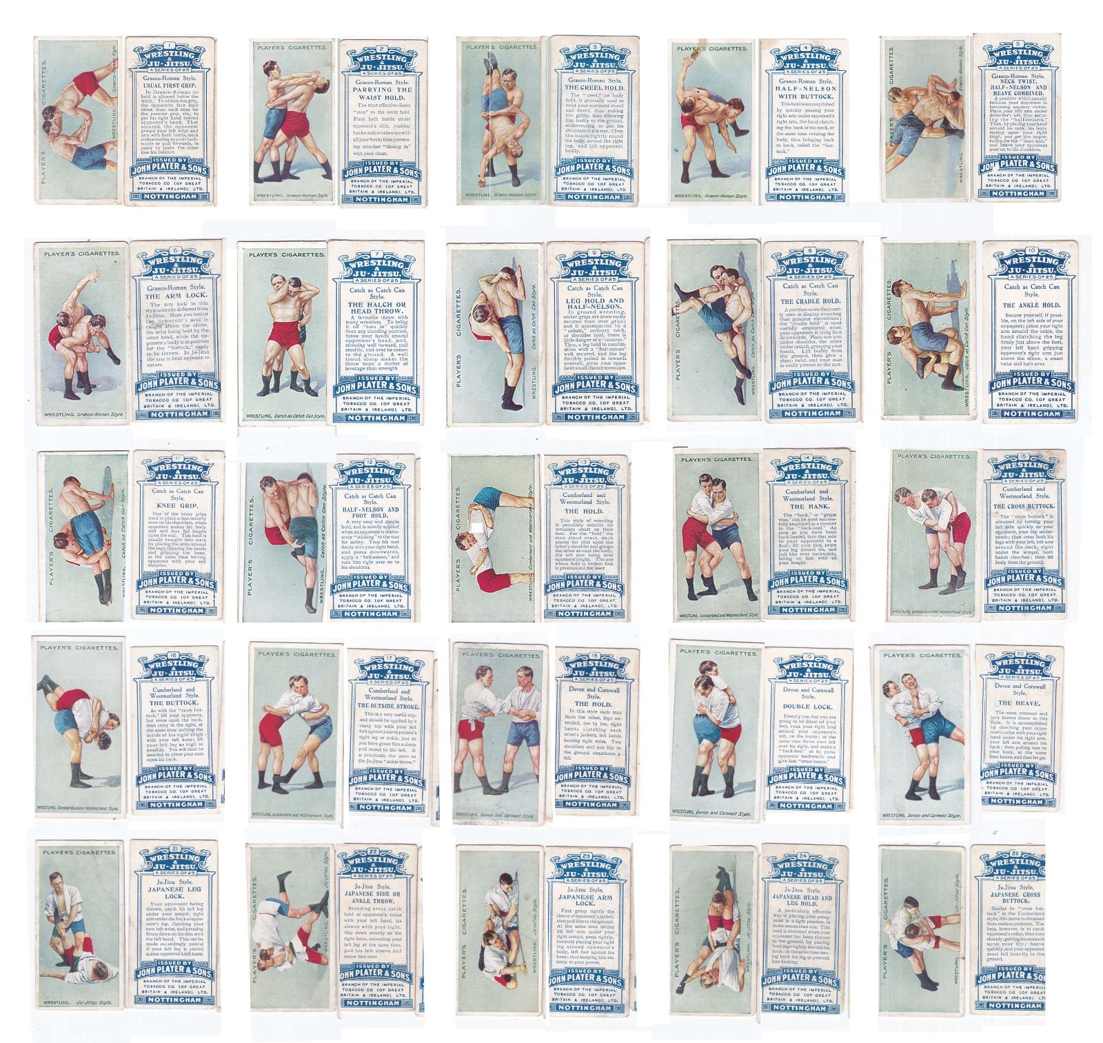 Vintage Player's Wrestling cards - Complete set of 25 - Rare - Gay interest