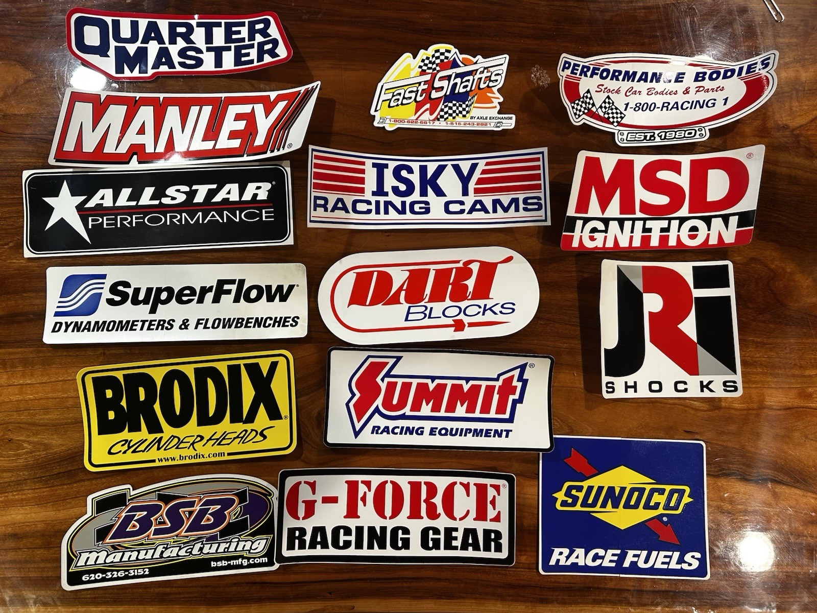 15 Racing Decals Stock Car Garage Automotive Toolbox Stickers or Mancave Fridge