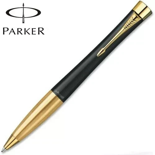 Good Matte Black/Gold Clip Parker Urban Series Ballpoint Pen Fine Nib Blue Ink