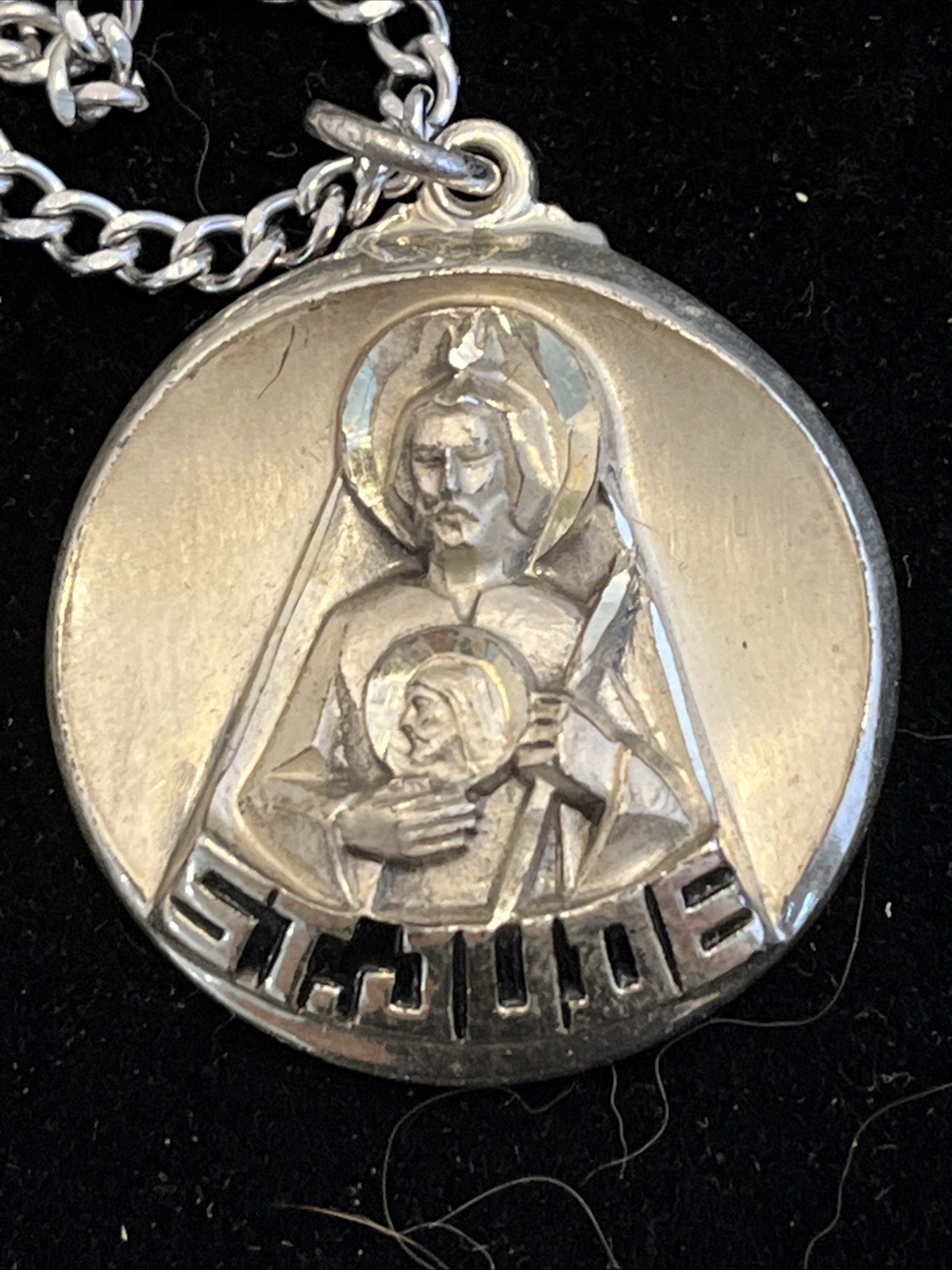 Vtg Sterling 925 St Jude Medallion Religious Pendant Signed M De Jean In Case