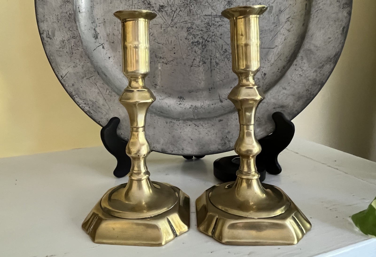 Early 18th Century  Brass Candlesticks PAIR Early English with French Influence