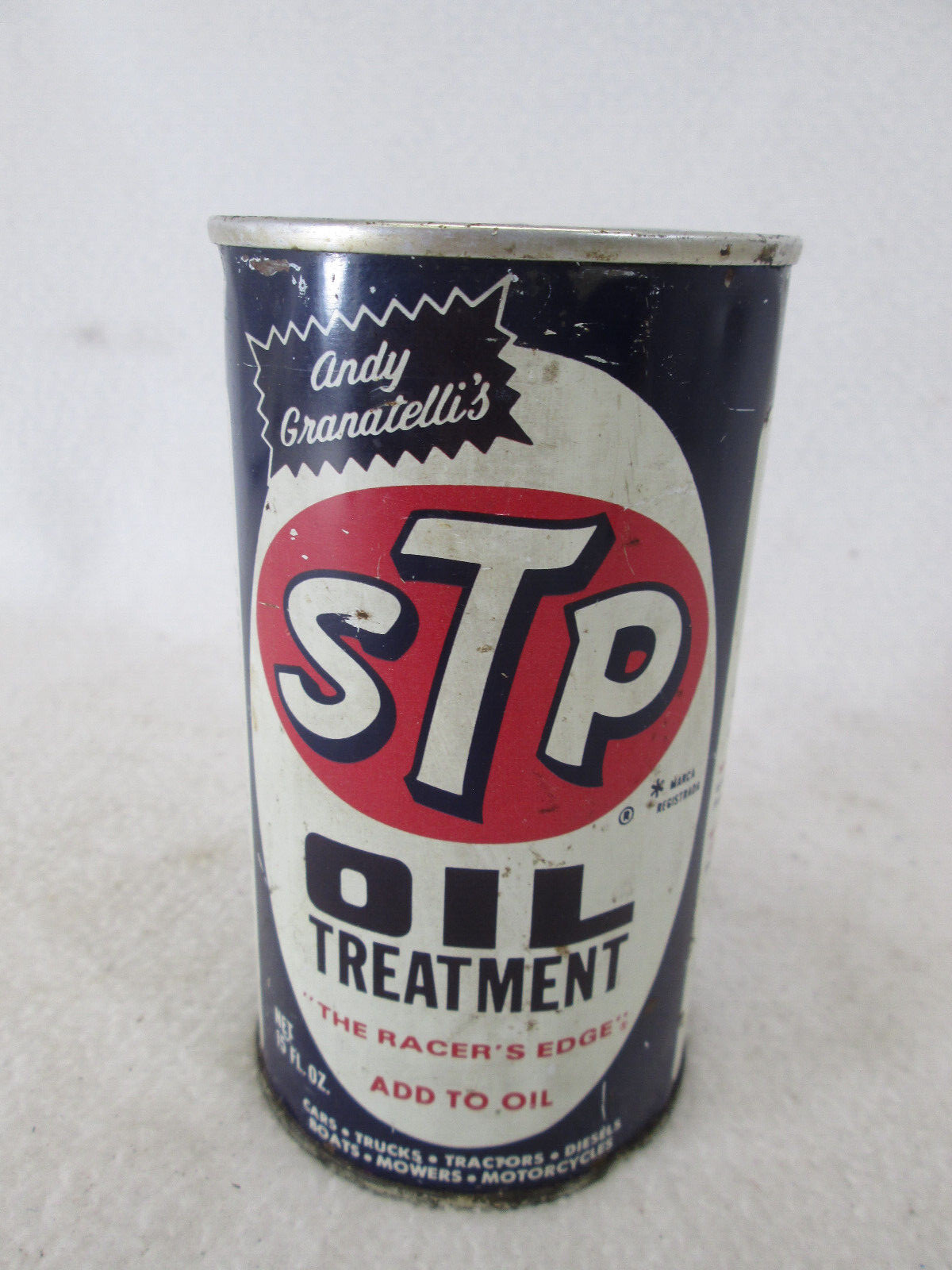 Vintage 1972 Andy Granatelli's STP Oil Treatment NOS full metal 15 oz can